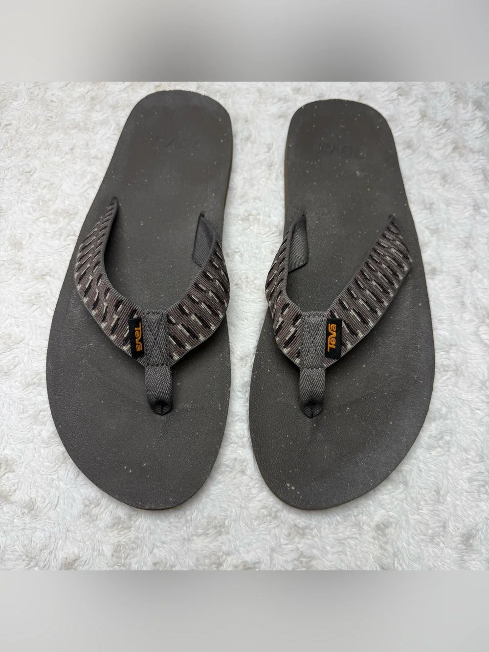 Teva Black Flip-Flops with Gray Patterned Straps